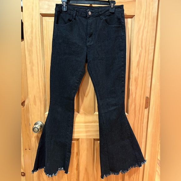 Altar’d State Flare Bell Bottom Raw Hem Jeans - Size L  like new - Picture 1 of 7